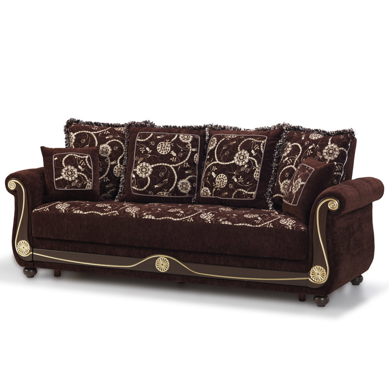 Mishonda Americano 95 in. Fabric Upholstered 3-Seater Twin 3-in-1 Sleeper Sofa Bed with Storage, Brown Chenille