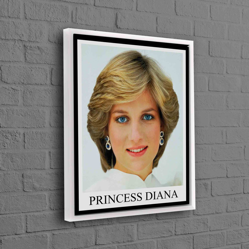 Princess Diana Framed Wall Art in Fashionable Decor Style Ideal Personalized Gift, White, Framed Print without Mat