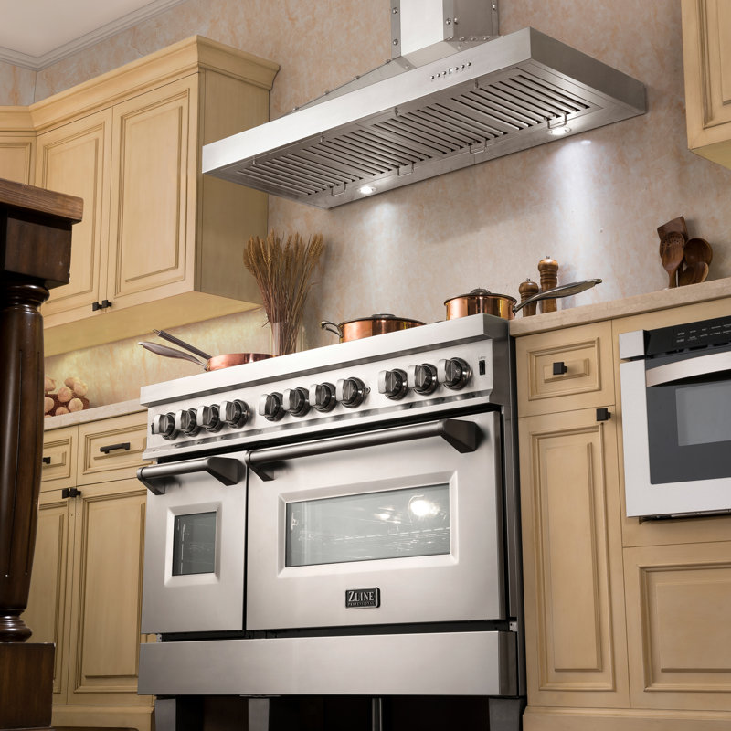 Colorful Series Professional 2 Piece Kitchen Package with 48" Freestanding Dual Fuel Range & 48" Wall Mount Range Hood, Snow