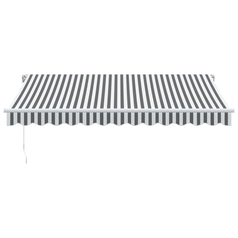 Longshore Tides Polyester Cover Retractable Patio Awning, White/Anthracite, Striped, 350 x 250cm