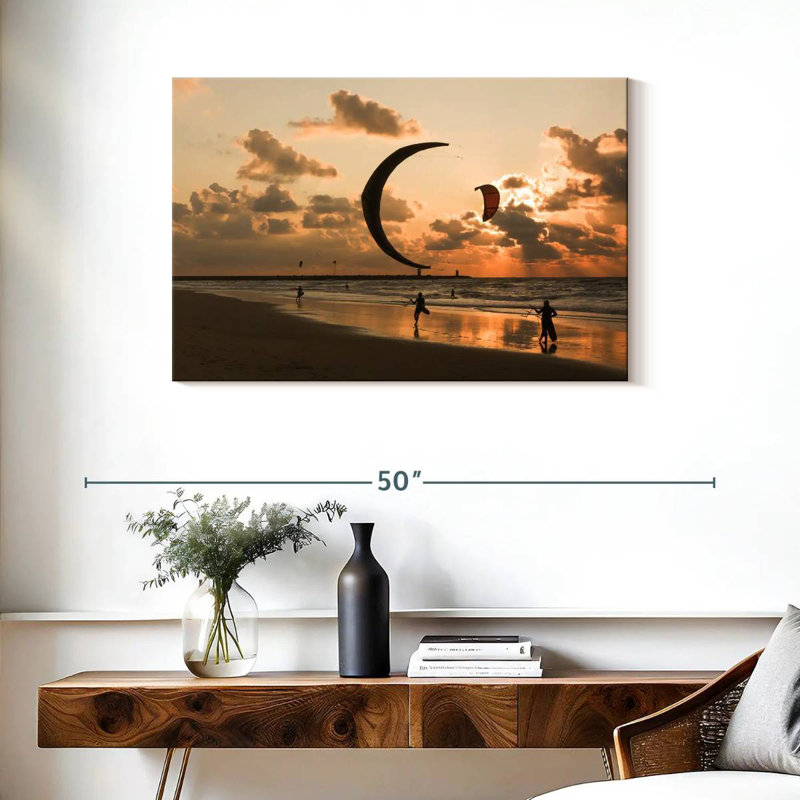 Kitesurfing At Sunset
