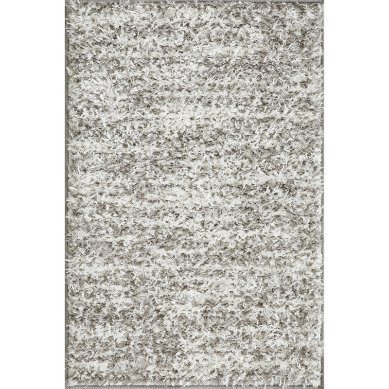 Tapis d'intérieur gris en polyester tissé à la machine Eliot, Rectangle 2 pi x 3 pi