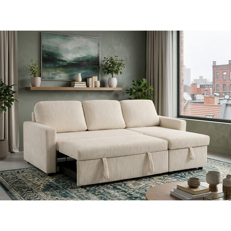 Toffy Beige Convertible Sectional 