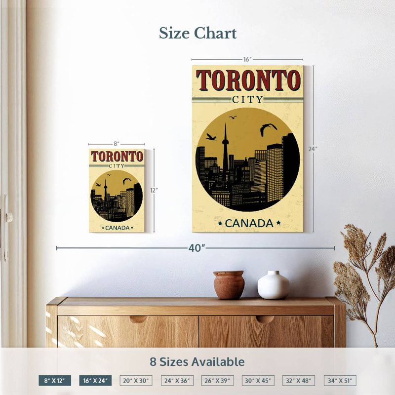 Aime Vintage Toronto Poster, 12" H x 8" W