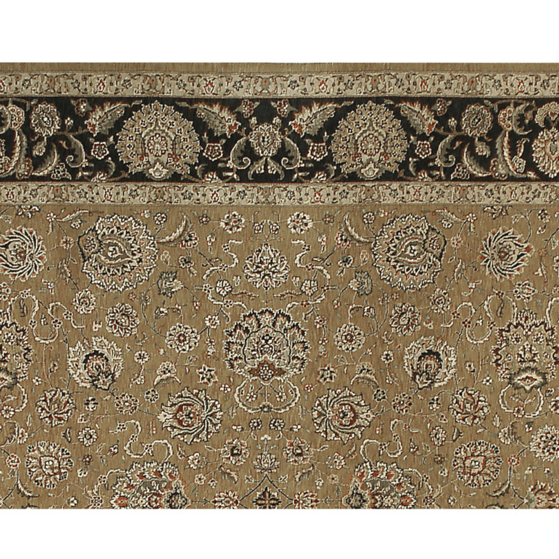 Hand Knotted Oriental Area Rug in Black/Gold/Gray, Rectangle 8' x 10'