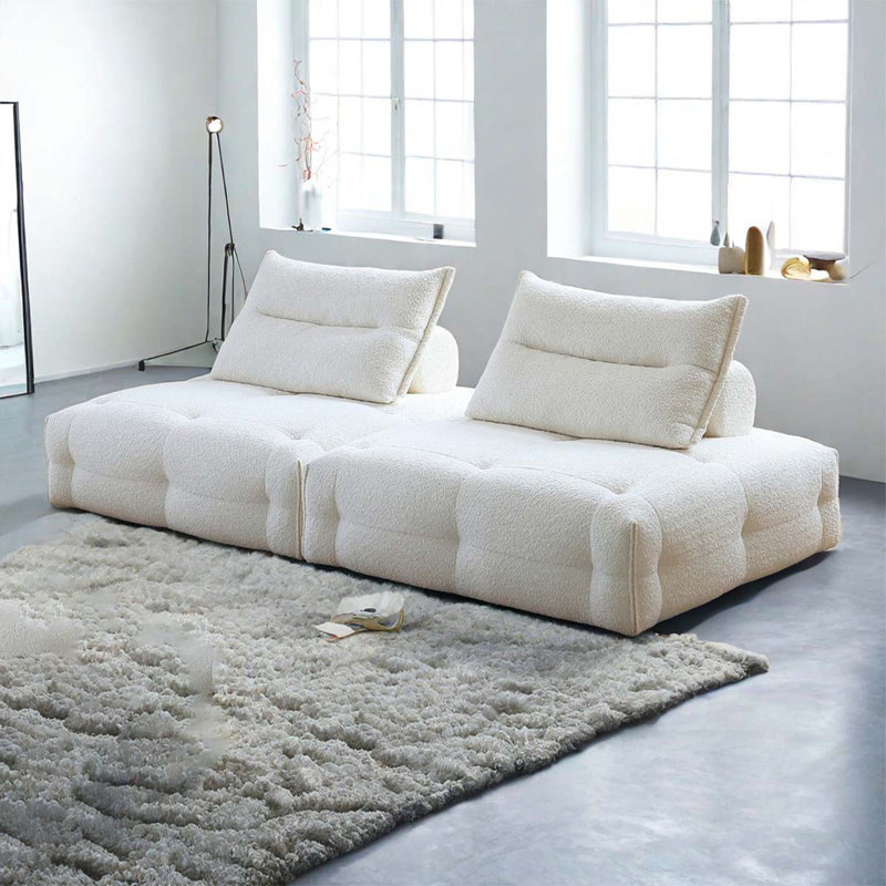 Modular Combination Of Beancurd Block Fabric Sofa 2 - Piece Living Room Set