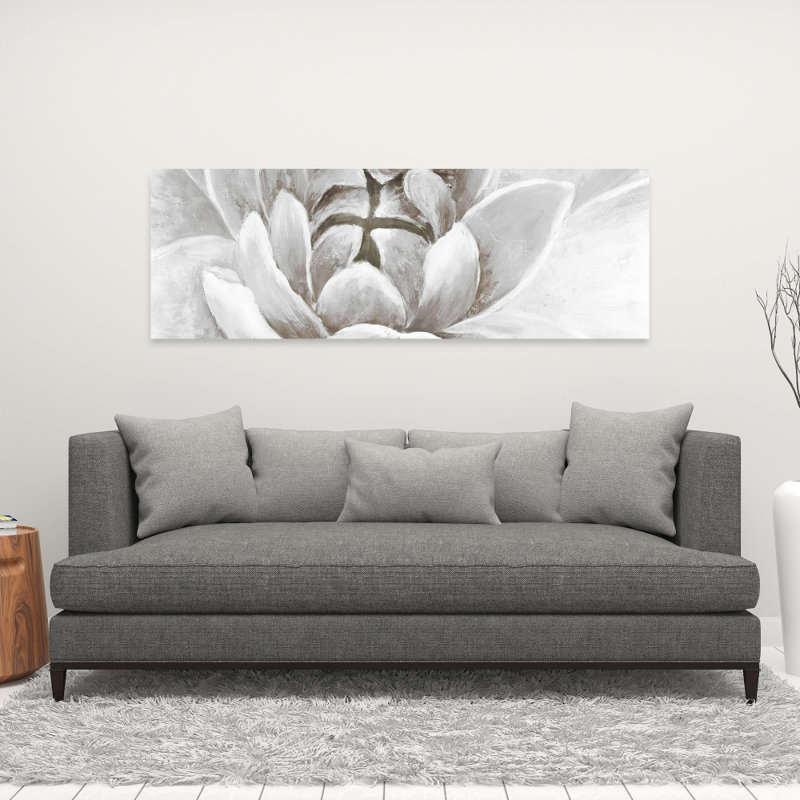 Toile blanche moderne - délicat décor de chrysanthème blanc