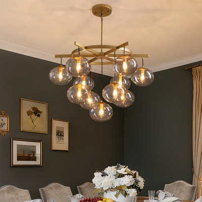 Orbelle 35.4" 11-Light Dimmable Sputnik Bubble Glass Chandelier