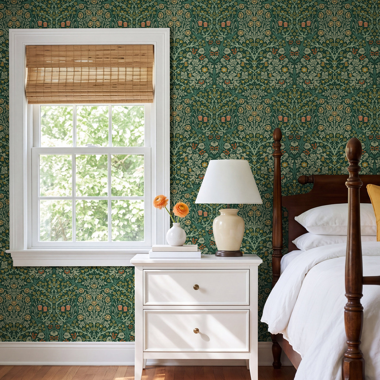 Floral Wallpaper, Deep Green