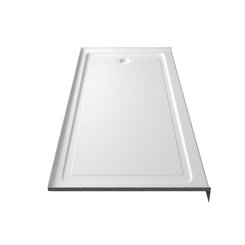 Slip-resistant Acrylic ShowerPan with Raised Edges 60-in Long x 30-in Wide White, Right