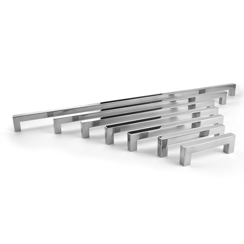 Poignée barre carrée, 3.75", brillant