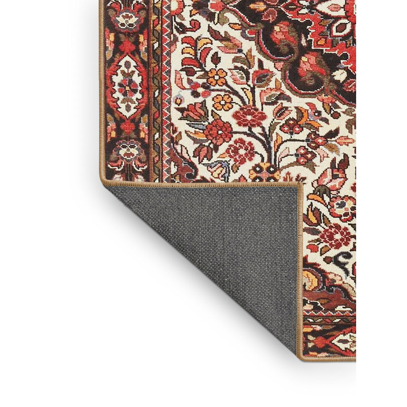 Tapis traditionnel beige / noir Gertraut, Rectangle 2 pi x 4 pi