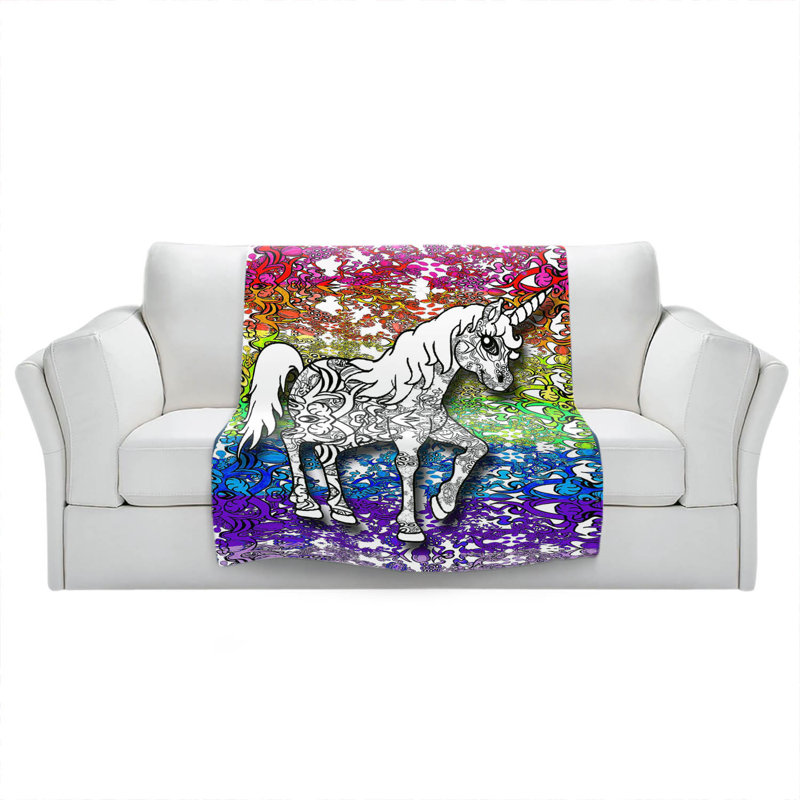 Jeté licorne arc-en-ciel, l 51 po x L 60 po