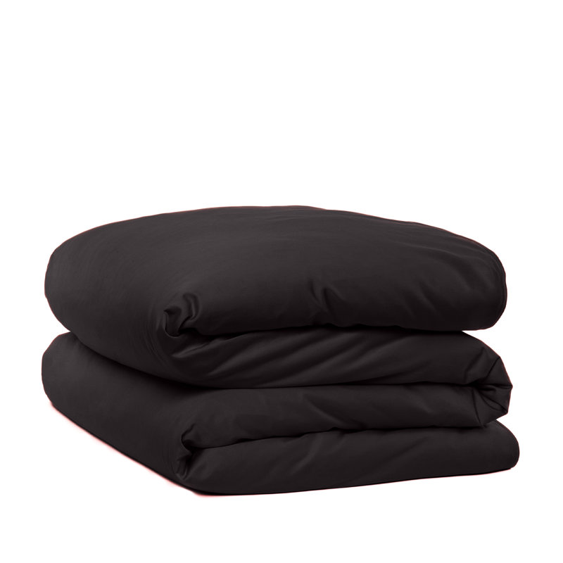 Cotton Percale Duvet Cover, Queen Duvet Cover, Black