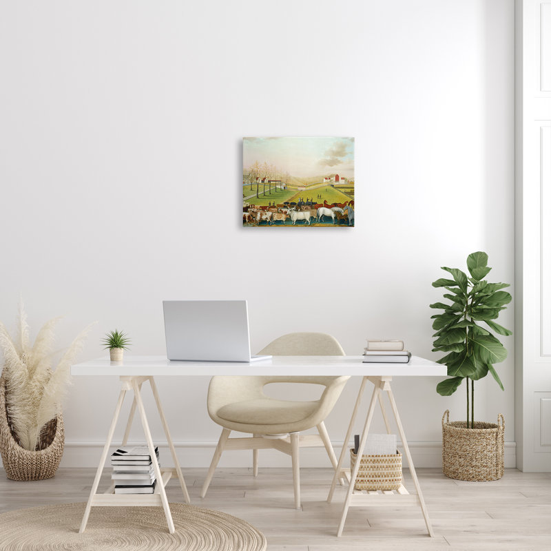«The Cornell Farm Classic Farm» par Edward Hicks - peinture sur toile tendue, H 16 po x l 20 po x P 1,5 po, Toile tendue