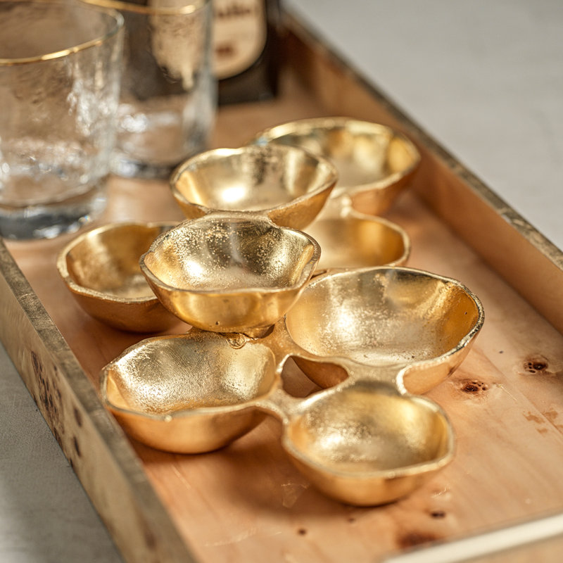 Hughlek Small Aluminum Decorative Bowl in Gold