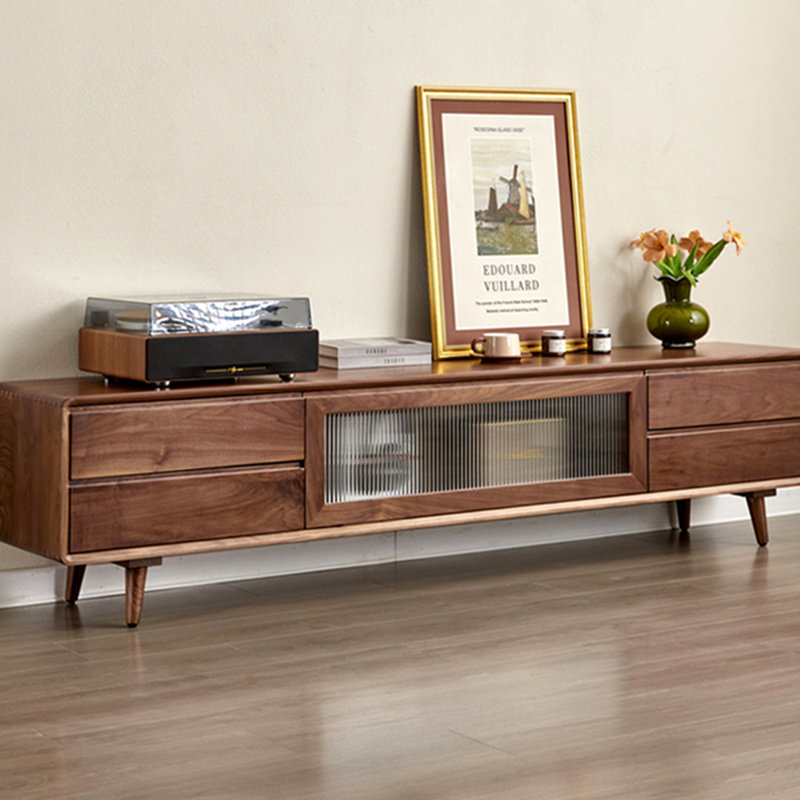 Elegant Black Walnut TV Stand, 86.61"