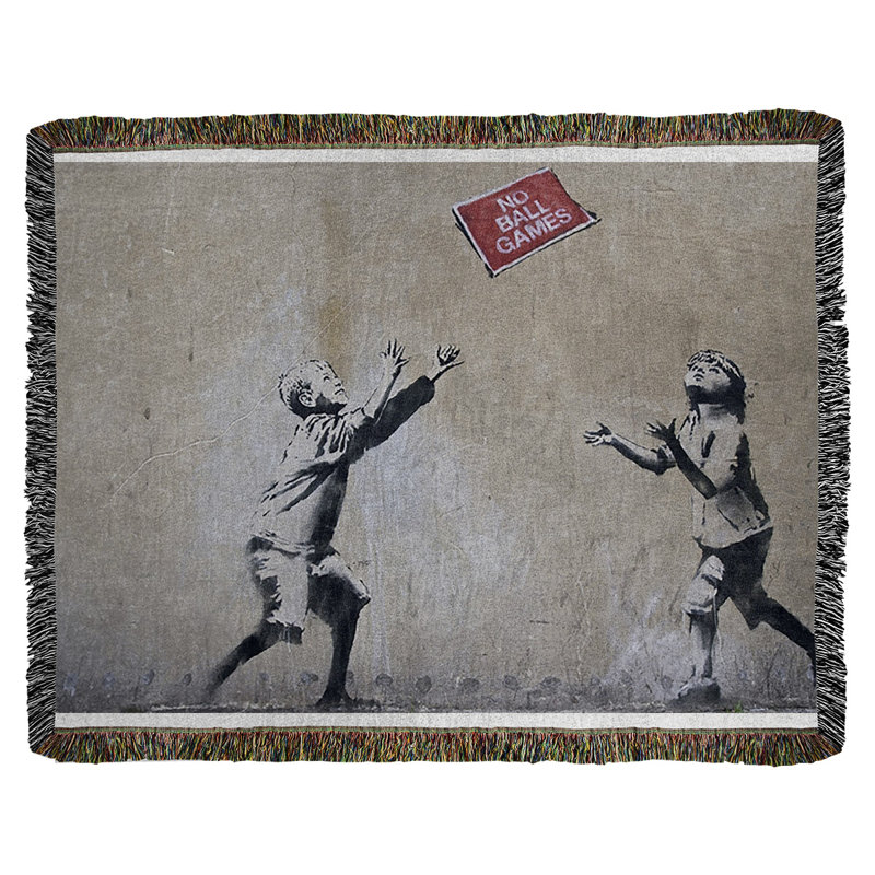 Banksy Graffiti Hand Woven Throw Blanket, 60" W x 80" L