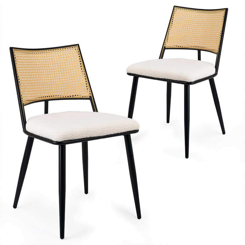 Fabric Upholstered Side Dining Chairs, White