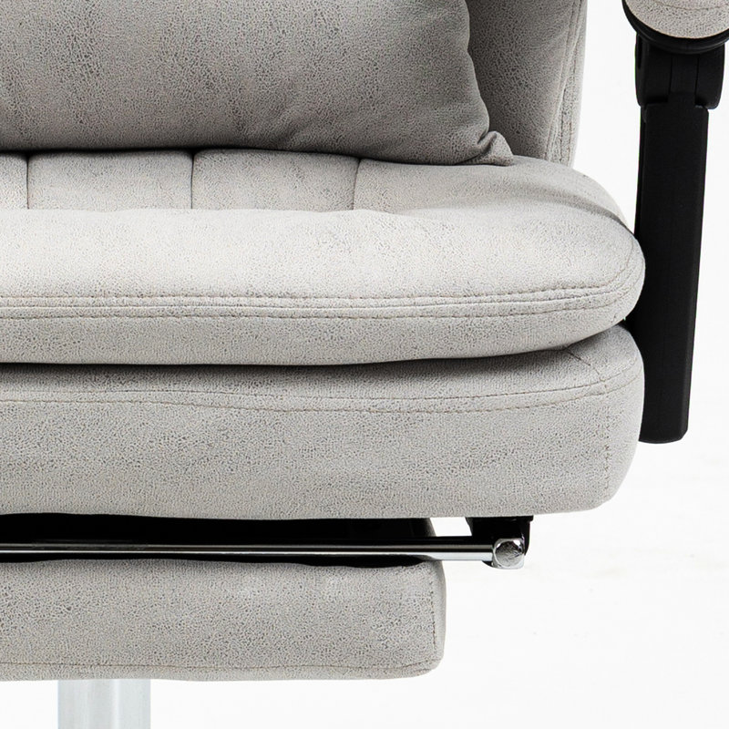 Fauteuil de massage inclinable - Microfibre, chauffant, soutien lombaire, pivotant, chaise de bureau grise, microfibre avec coussin de soutien, chauffant et réglable pour les jours de travail