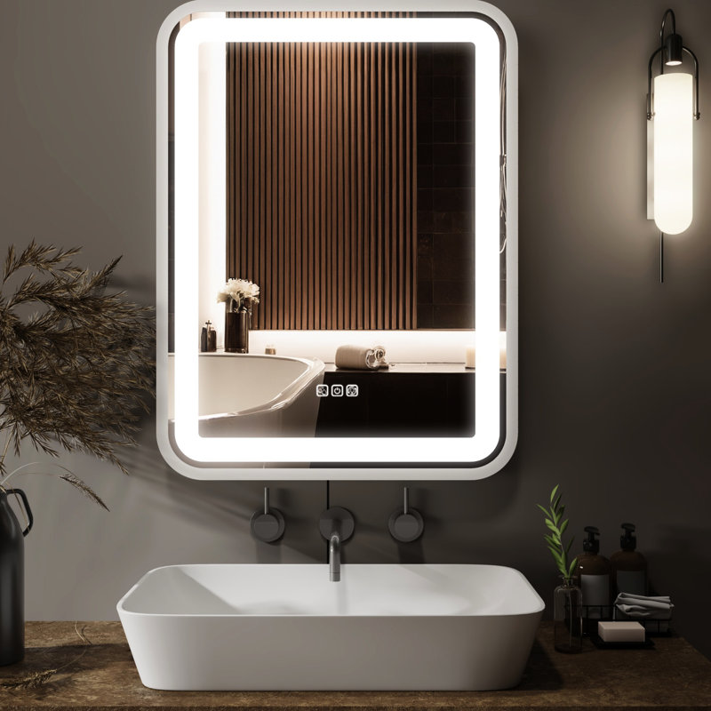 Miroir de salle de bain mural avec, 3628, intensité variable, brouillard, fonction de mémoire, 3 températures de couleur, miroir de maquillage à DEL sur l'évier, 3628 po, couleurs