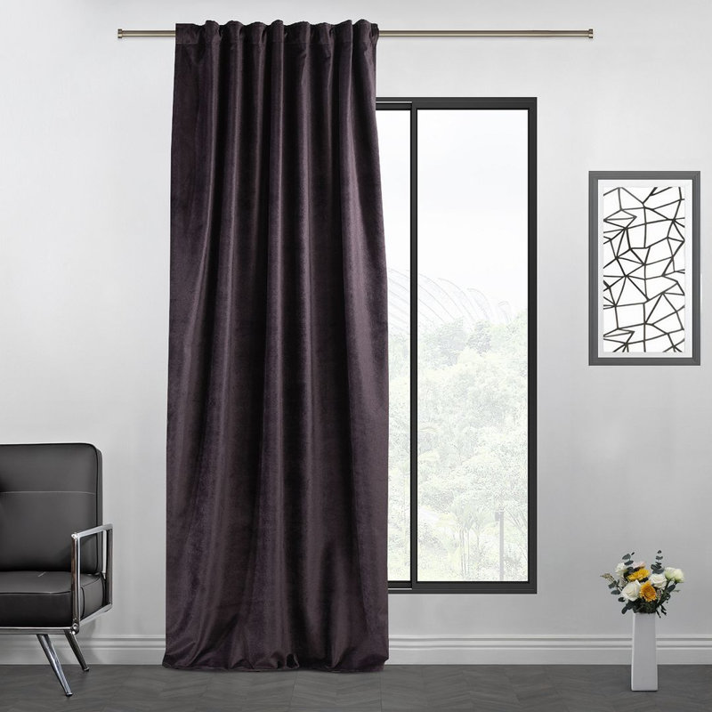 Extra Long & Extra Wide Matte Velvet Curtain Panel, 260cm Width x 145cm Drop, 25 DARK BYZANTIUM