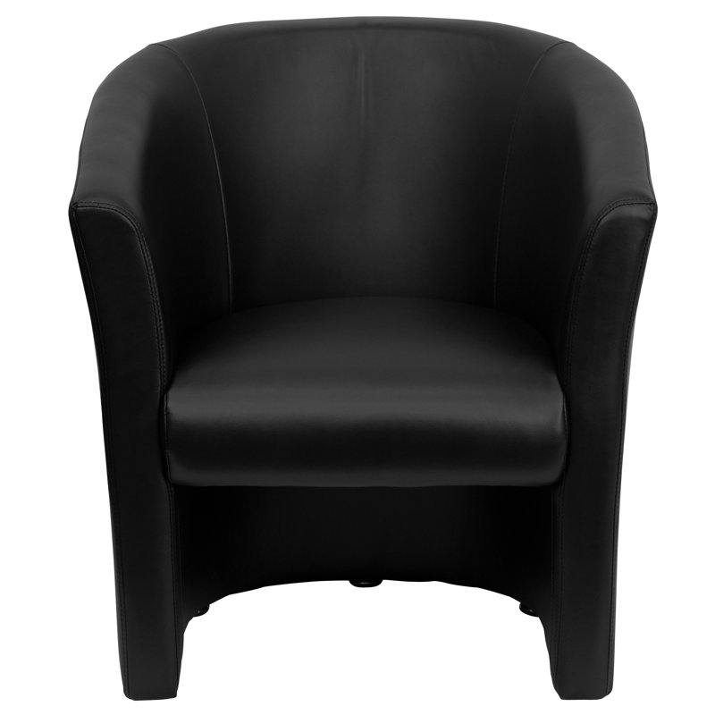 Fauteuil de réception en cuir l 27,25 po, Noir