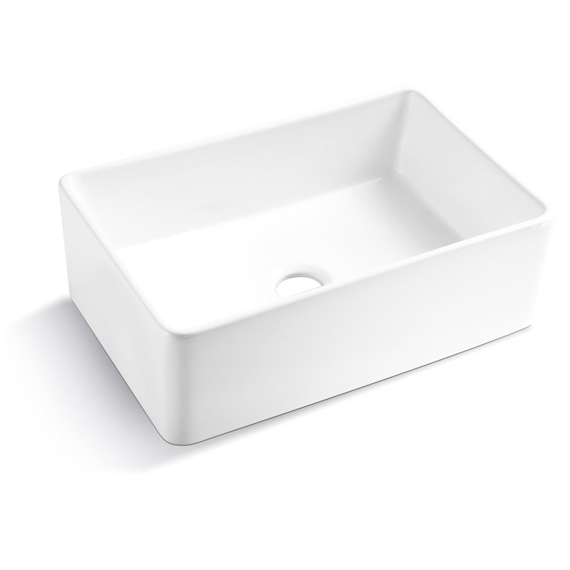 Évier de cuisine en céramique 30 po x 20 po, blanc - 1 cuve simple, résistant aux taches et aux égratignures, rouille, évier insonorisant, blanc, caractéristique d'amortissement