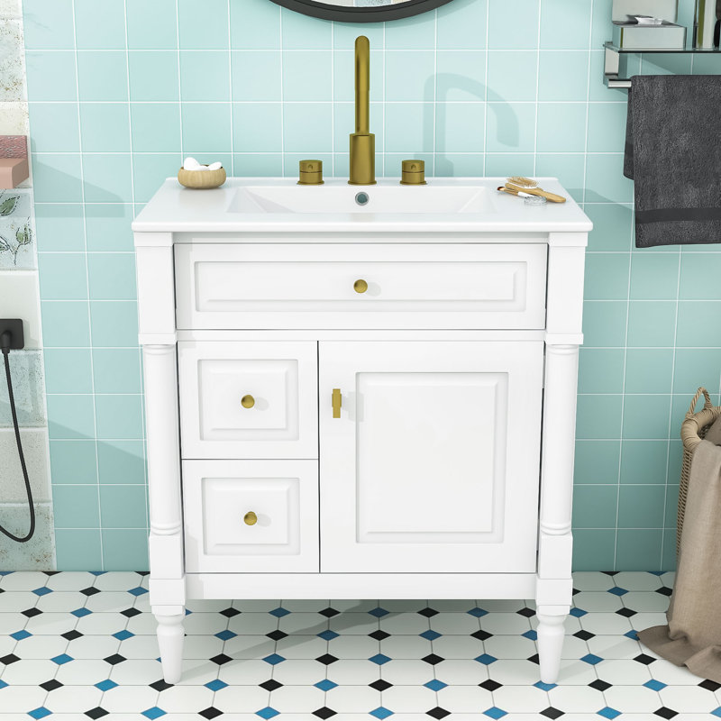 Meuble-lavabo autoportant avec rangement réglable, Noir