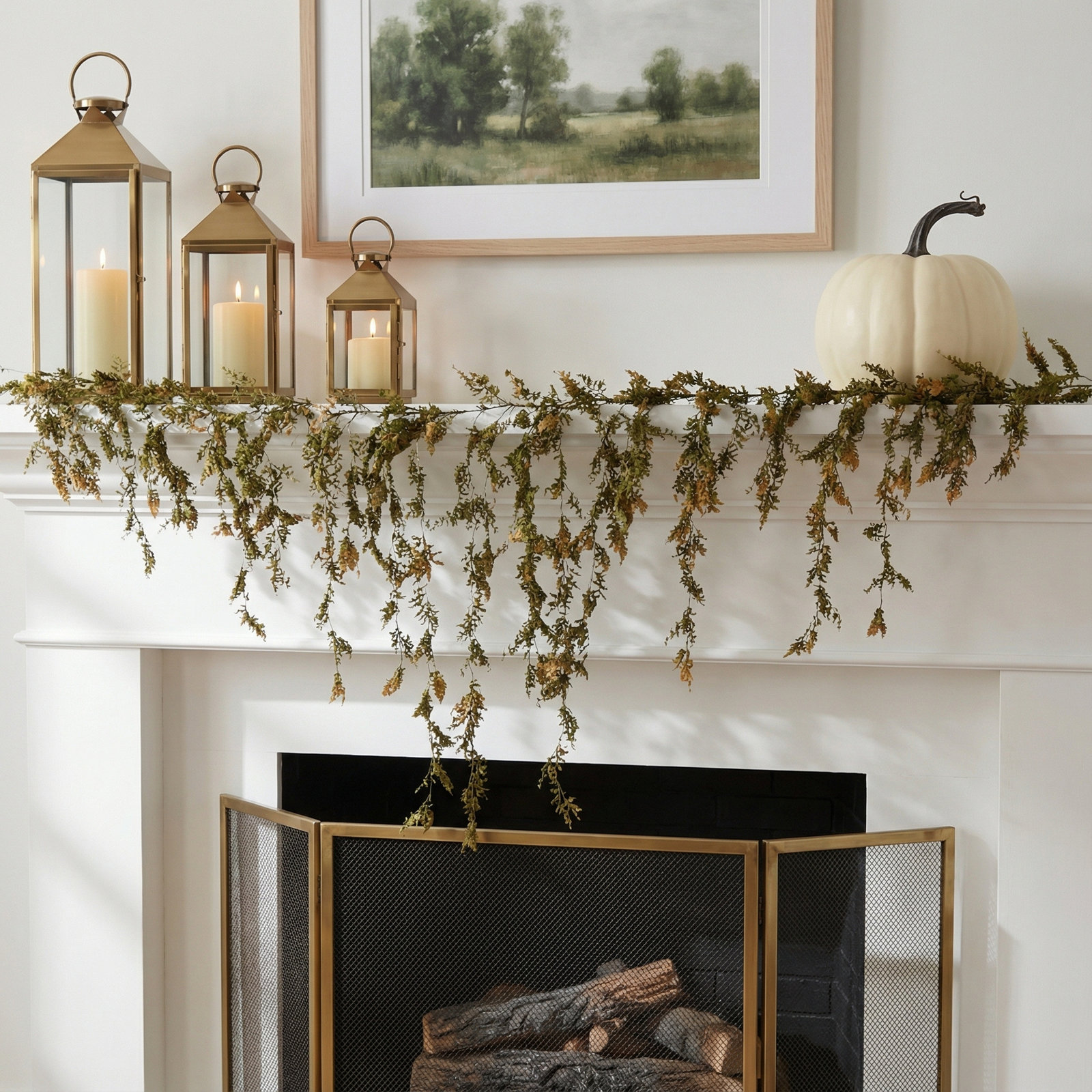 2" Artificial Golden Weeping Cypress Garland, Green-Gold