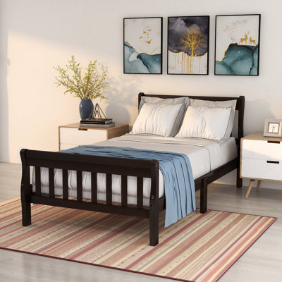 Wood Platform Bed Twin Bed Frame Panel Bed Mattress Foundation Sleigh Bed With Headboard/Footboard/Wood Slat Support