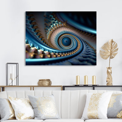 Turquoise fractal mystère V - décoration murale géométrique moderne en métal