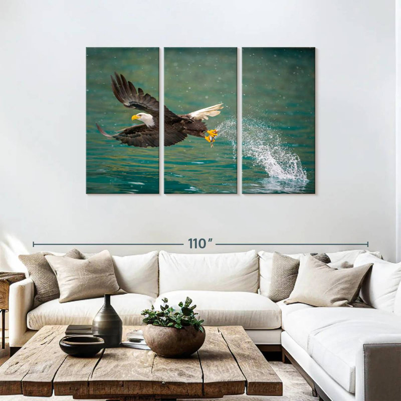 Brampt Eagle Catching Prey, 48" H x 74" W