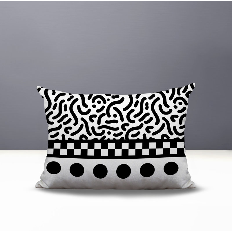 Oreiller rectangulaire réversible intérieur / extérieur Kixie, Rectangulaire H 18 po x l 25 po, Noir