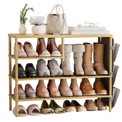 Bamboo Shoe Rack, 4 Tiers Shoe Organizer for Closet,Natural