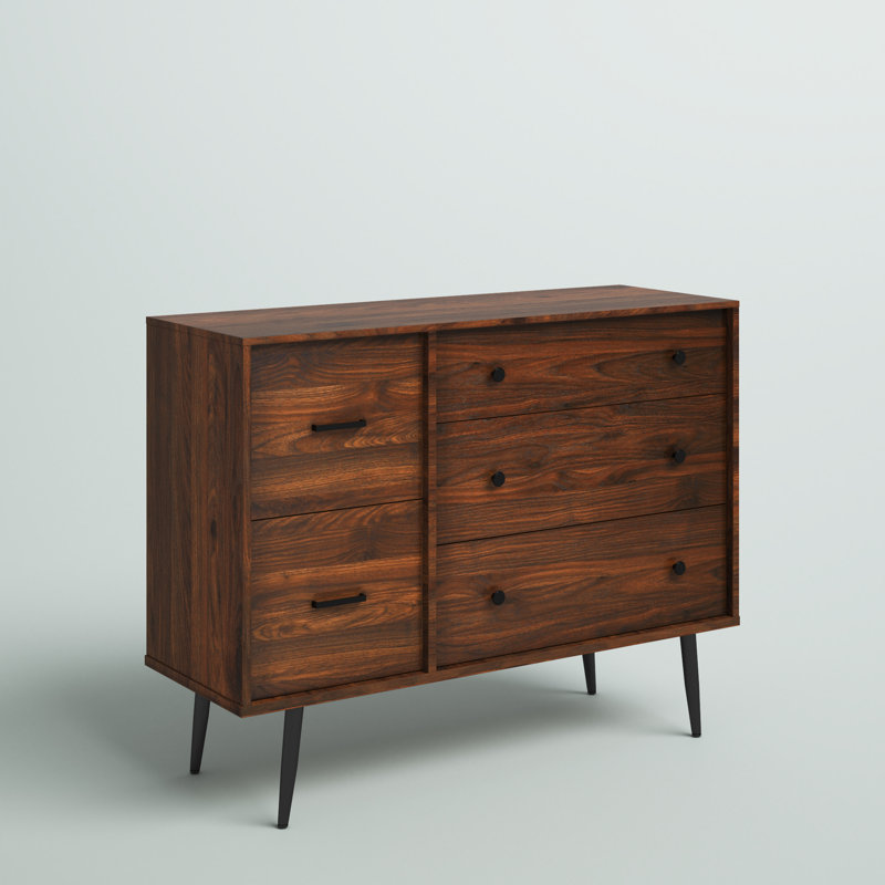 Commode 5 tiroirs Caybree, Noyer foncé