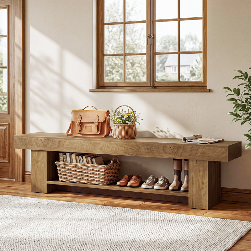 71" Extra Long Entryway Bench with Shoe Storage