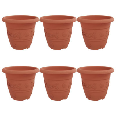 Round Flower Pot 6 Pcs Plastic
