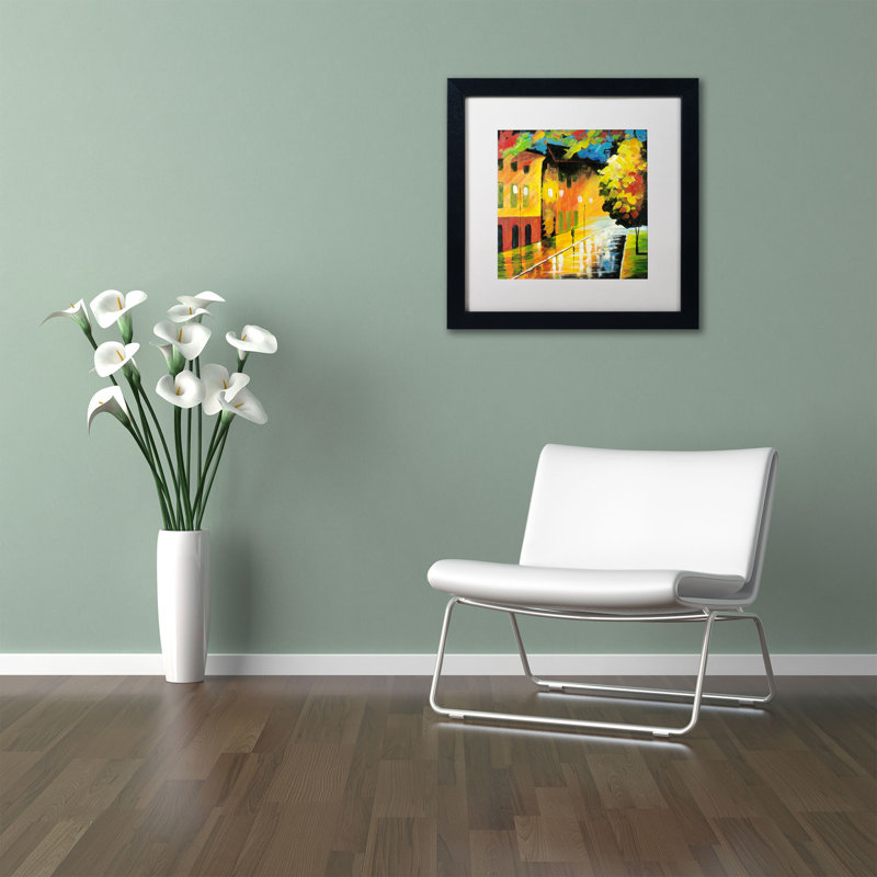 Colorful Street Light Landscape Giclee Canvas Art with Black Frame