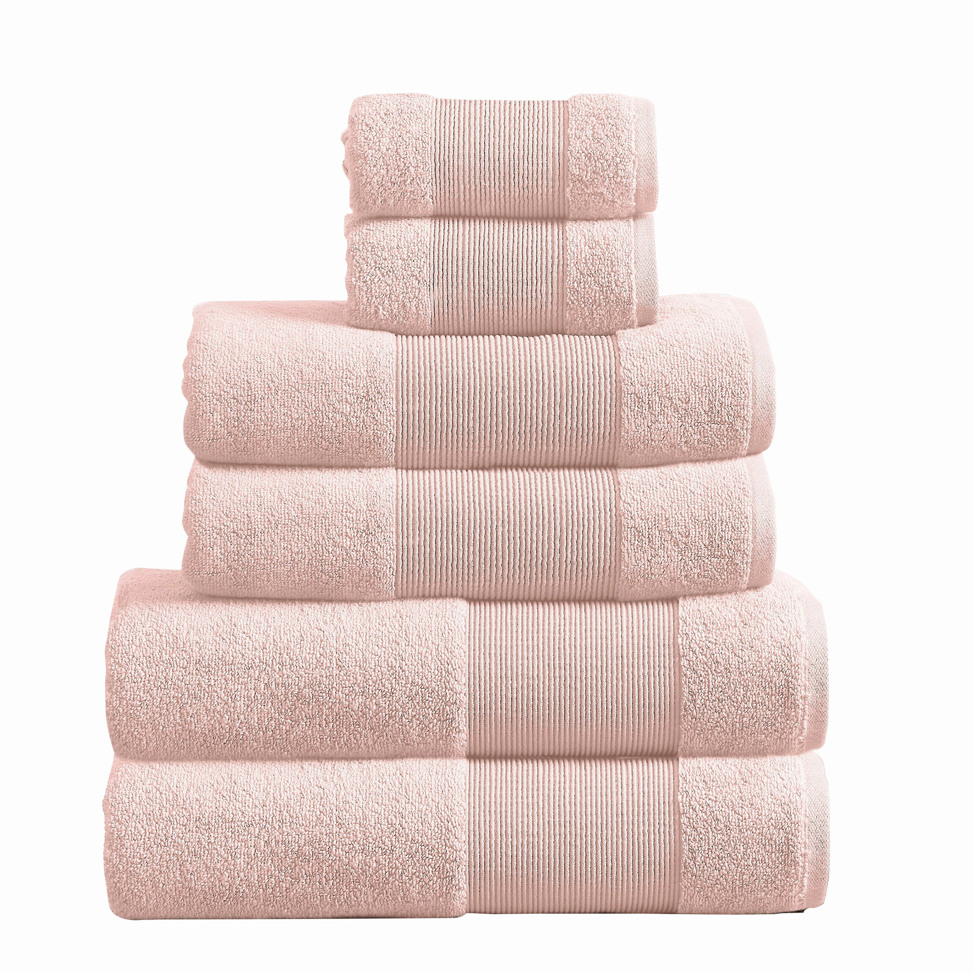 Blush Turkish Spa Collection 6-pc Cotton Towel Set - Laural Home