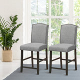 Red Barrel Studio Set Of 2 Nailhead Bar Stools Upholstered Counter Height Stool For Kitchen/dining Room
