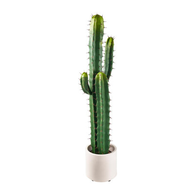 Artificial Cactus, 36-Inch Tall Faux Cactus Plant with White Pot, Single Pack, Ideal for Indoor Decoration in Home, Garden, Office, Living Room, or Bedroom, Realistic Design with Durable HDPE Material