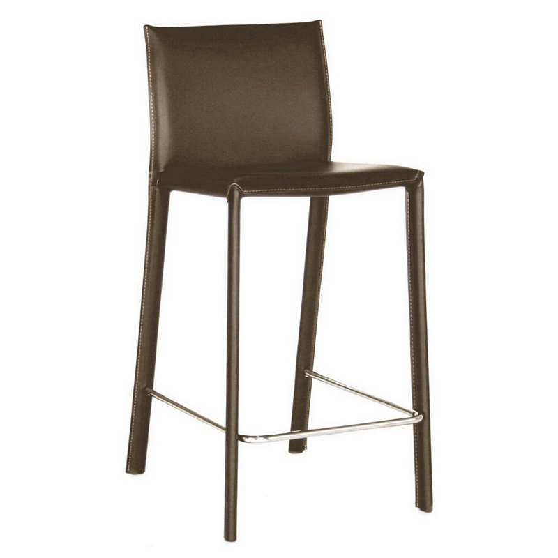 Xie Upholstered Counter Stool, Brown/Sliver, Counter Stool (25.5" Seat Height)