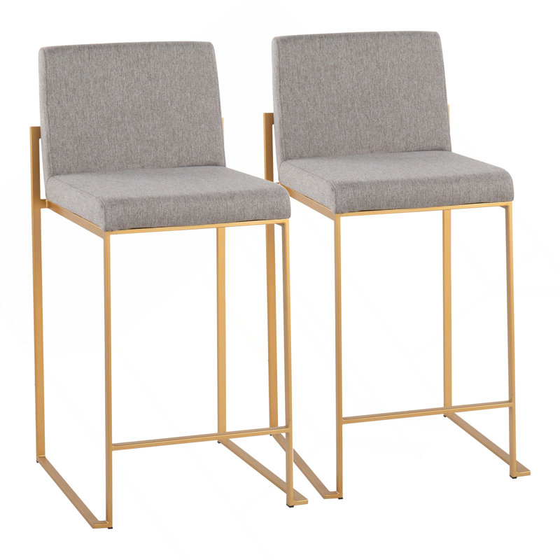 Tabouret de comptoir Fuji Contemporary, Gris, Doré