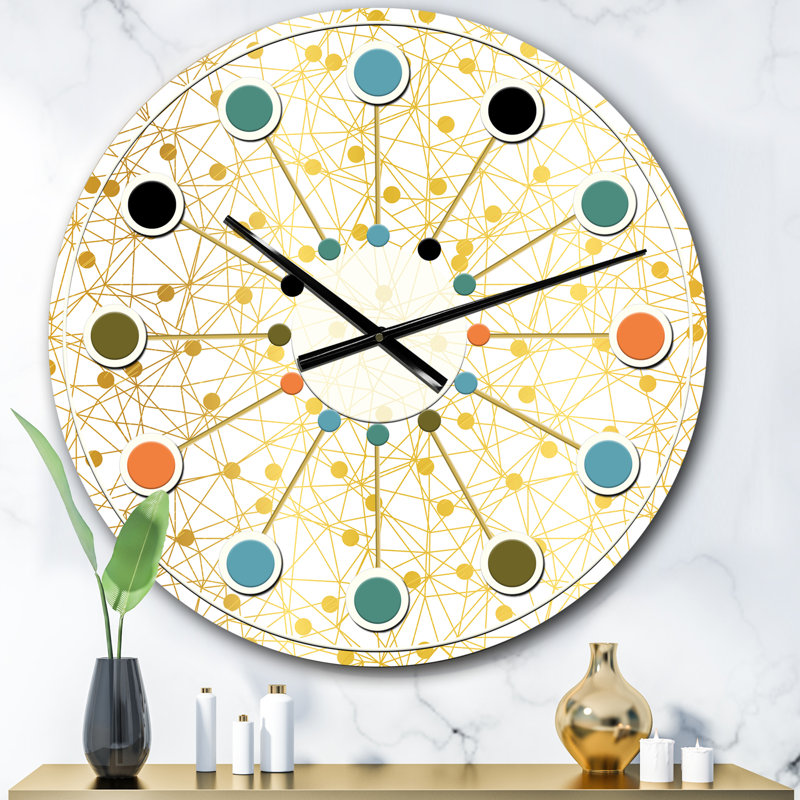 Golden Maze II - horloge murale moderne Mid-Century, Surdimensionné