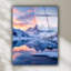 Hiver neige paysage de montagne - art mural neige, coucher de soleil en verre trempé-721983844