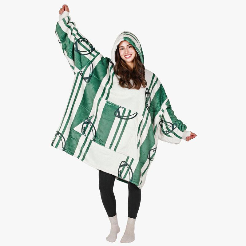 Sweat à capuche surdimensionné à imprimé amusant, Terrain de football blanc