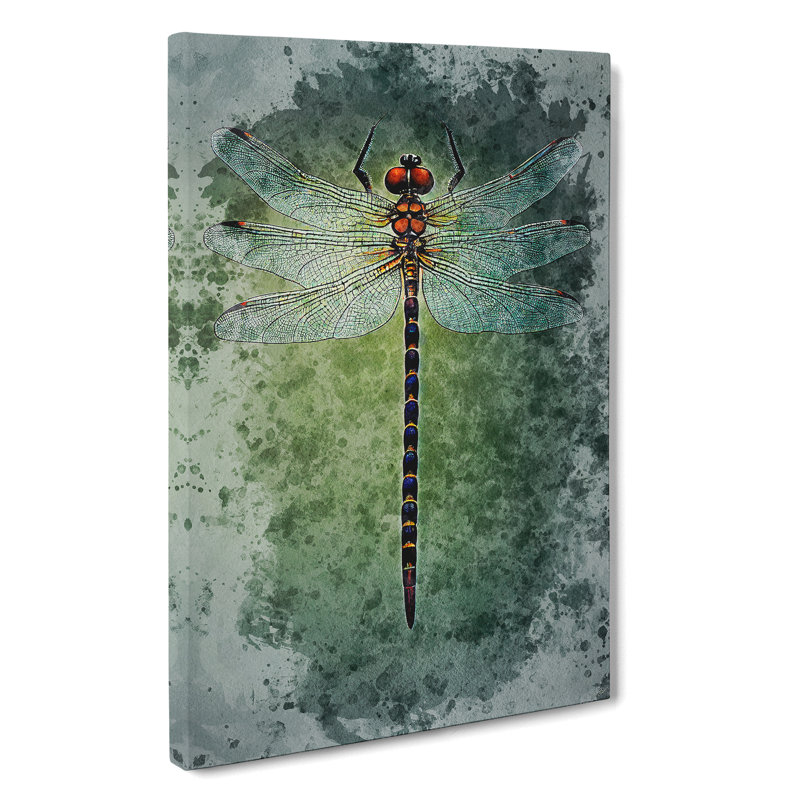 Watercolour Dragonfly No.2 - Wrapped Canvas, 50cm H x 35cm W x 3cm D