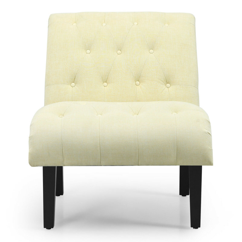 Chaise d'appoint rembourrée Abiha Canora Grey, Coton beige