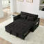 Canapé-lit pliable polyvalent de 54,33 pouces, velours moderne avec dossier réglable et positions multiples (NOIR)-1541117791